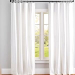NEW NWT Pottery Barn 100x108 white linen curtain set of 2 curtains Drapes